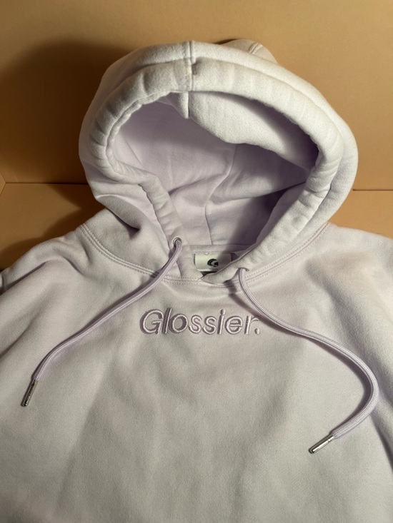Glossier Tops - Glossier Embroidered Hoodie in Light Lavender / Celebrity Brand / size Medium